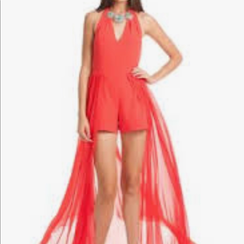 Trina Turk Women's Velanie Carmel Crepe Romper with Train